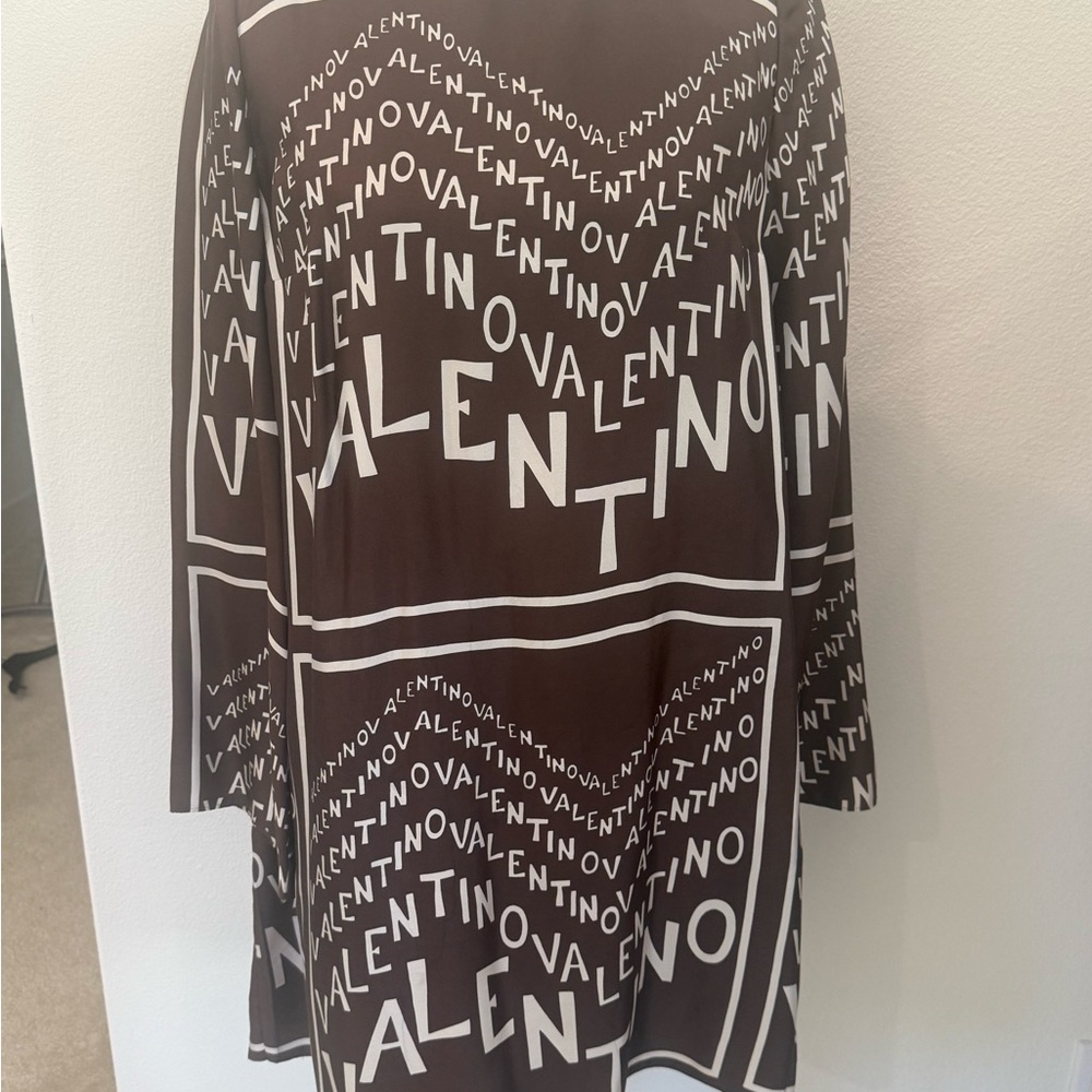 Valentino Elegant Brown and White Dress